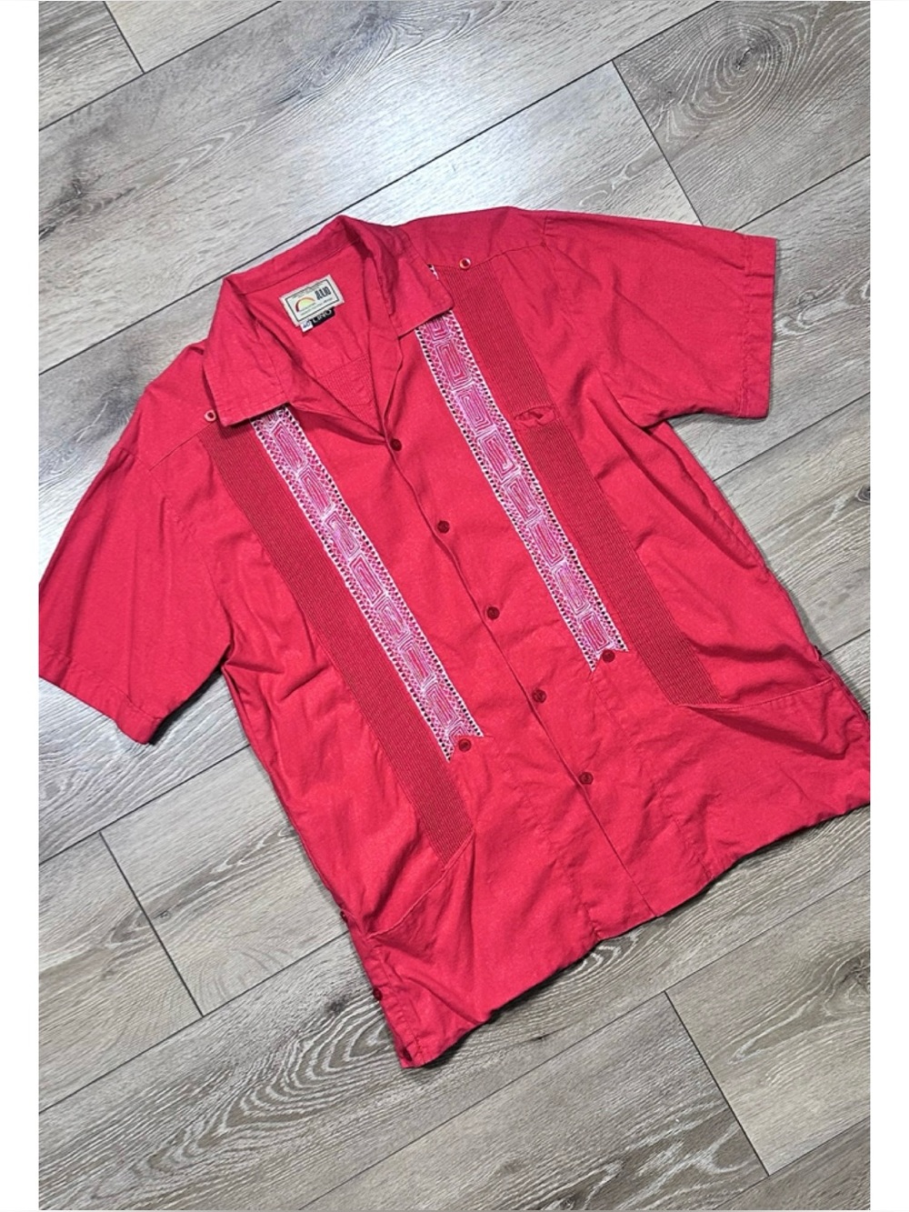 Julio Vintage Yucatán Mexico Guayabera Lino Pleated Button Down Shirt 100% Linen
